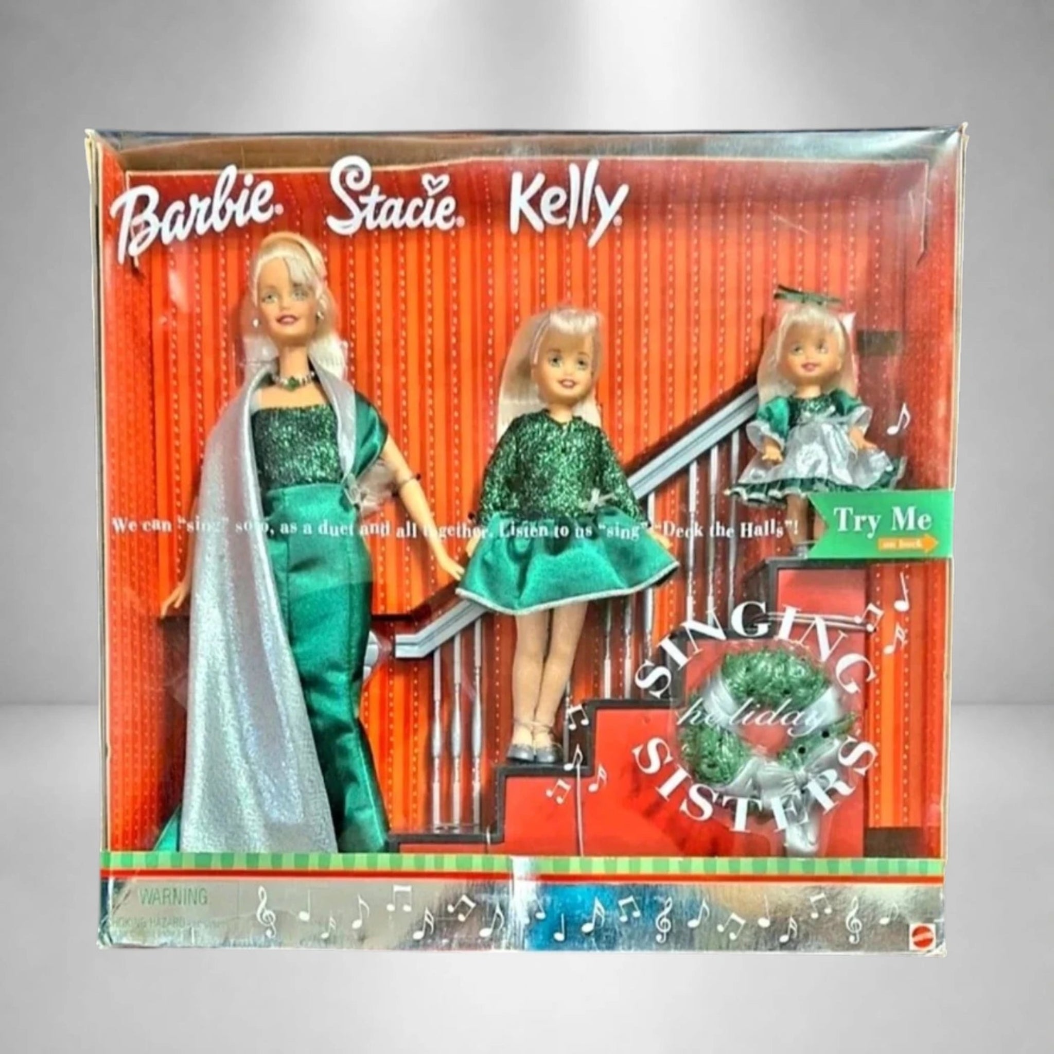 Barbie, Stacie y Kelly Singing Holiday Sisters (2000) – Set de regalo musical navideño